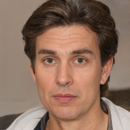 Neutral white adult male with short  brown hair and brown eyes