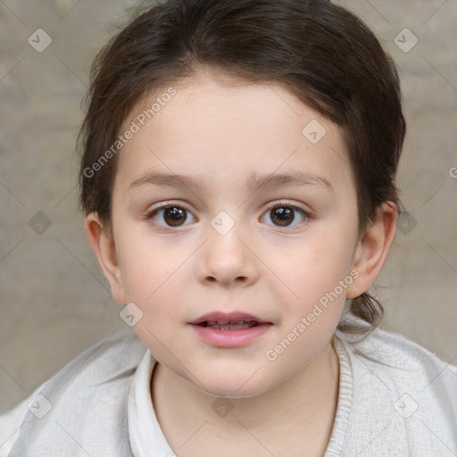 Neutral white child female with medium  brown hair and brown eyes