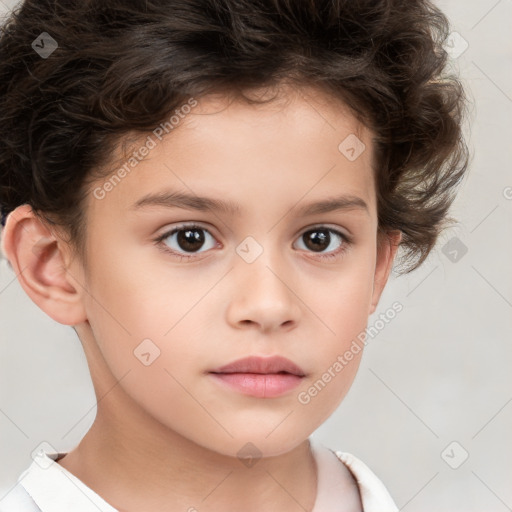 Neutral white child male with short  brown hair and brown eyes