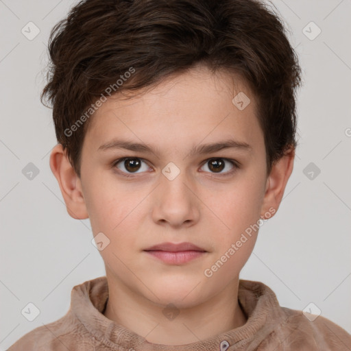 Neutral white child male with short  brown hair and brown eyes