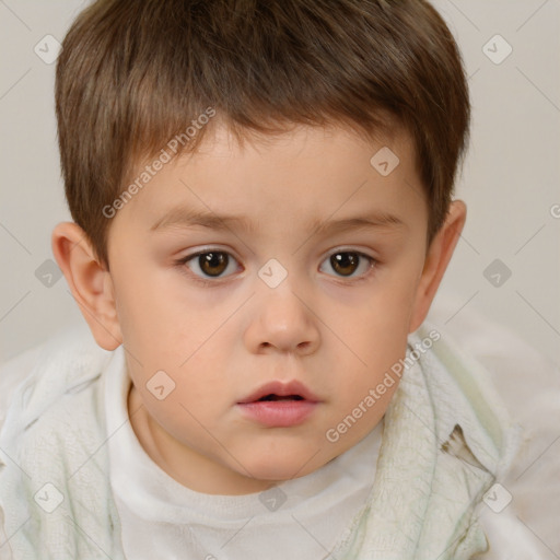 Neutral white child male with short  brown hair and brown eyes