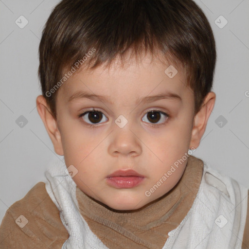 Neutral white child male with short  brown hair and brown eyes