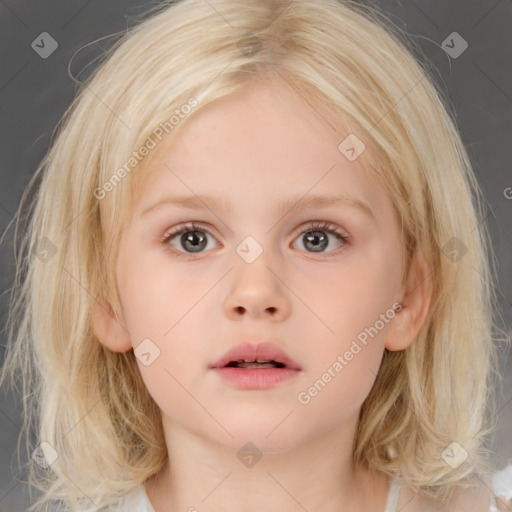 Neutral white child female with medium  brown hair and brown eyes