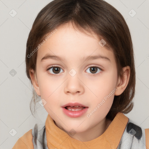 Neutral white child female with medium  brown hair and brown eyes