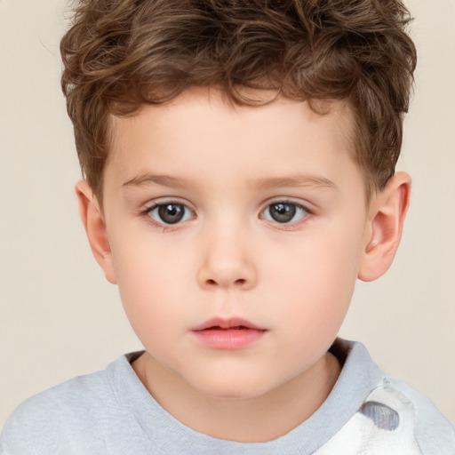 Neutral white child male with short  brown hair and brown eyes