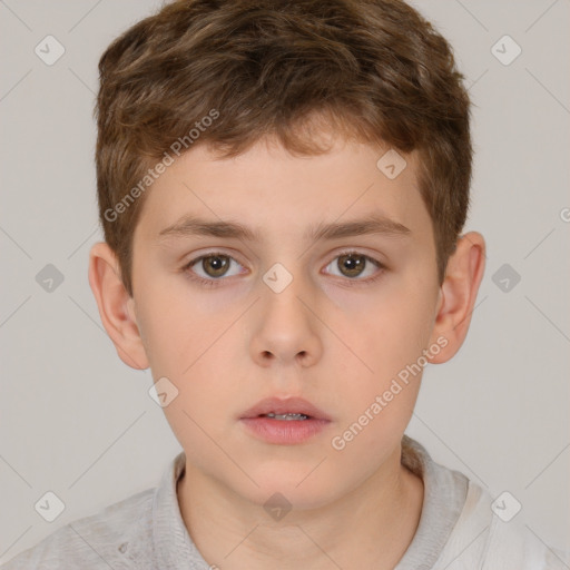 Neutral white child male with short  brown hair and brown eyes