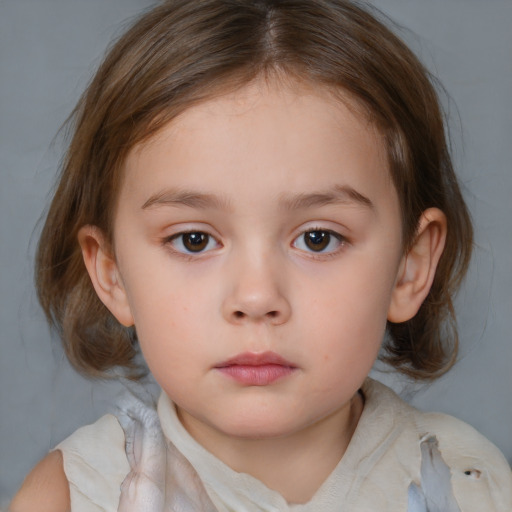 Neutral white child female with medium  brown hair and brown eyes