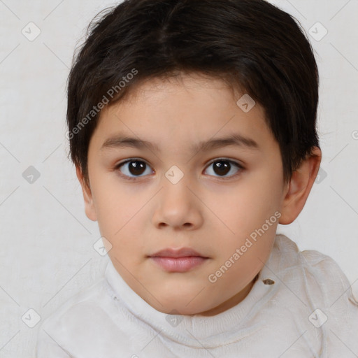 Neutral white child female with short  brown hair and brown eyes