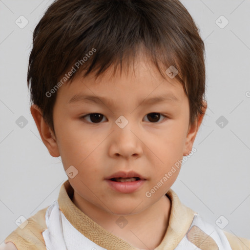 Neutral white child male with short  brown hair and brown eyes