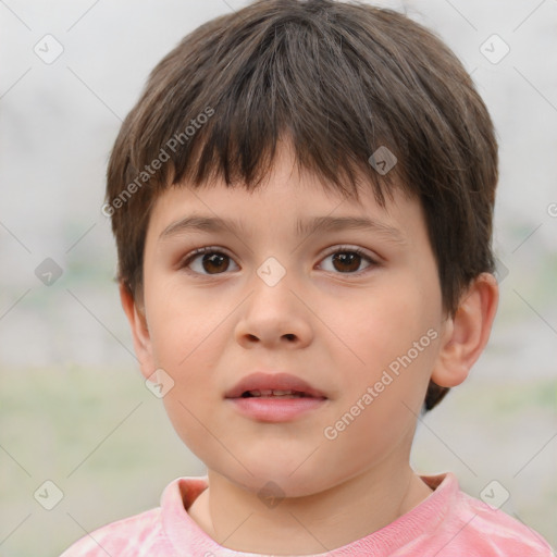 Neutral white child male with short  brown hair and brown eyes