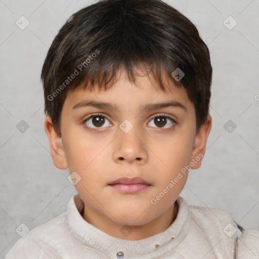 Neutral white child male with short  brown hair and brown eyes