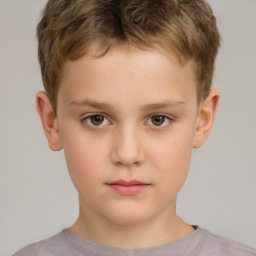 Neutral white child male with short  brown hair and brown eyes