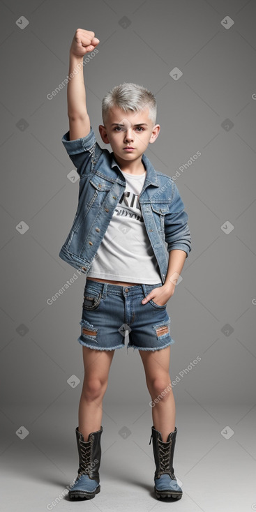 Albanian child boy with  gray hair