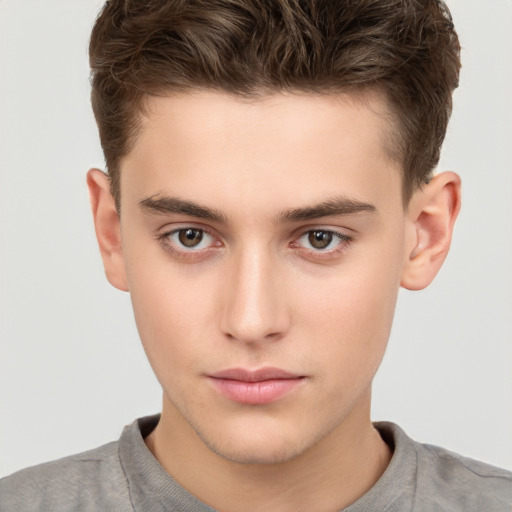 Neutral white child male with short  brown hair and brown eyes