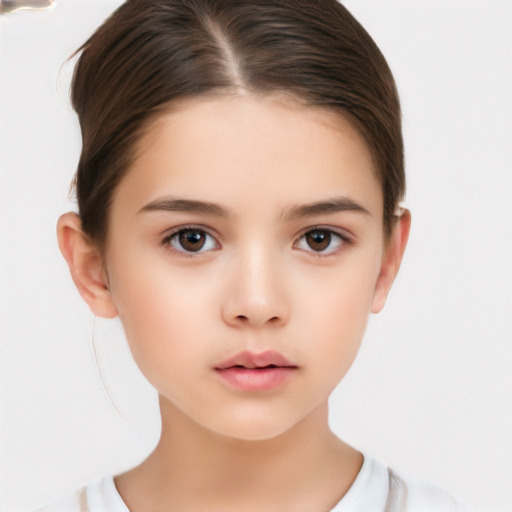 Neutral white child female with medium  brown hair and brown eyes