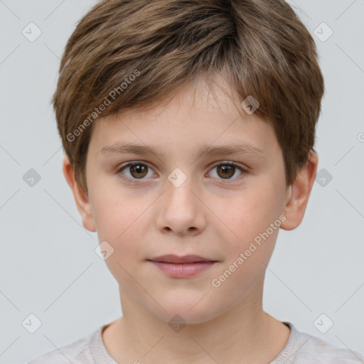 Neutral white child male with short  brown hair and brown eyes