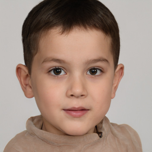 Neutral white child male with short  brown hair and brown eyes