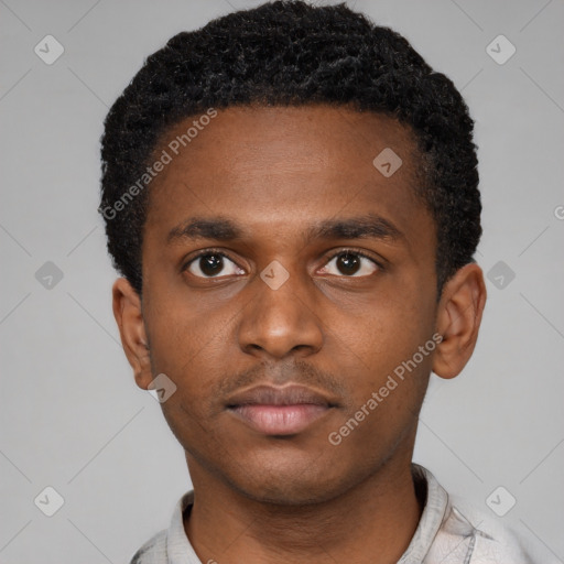 Neutral latino young-adult male with short  brown hair and brown eyes