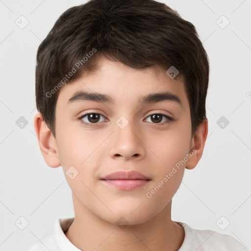 Neutral white child male with short  brown hair and brown eyes