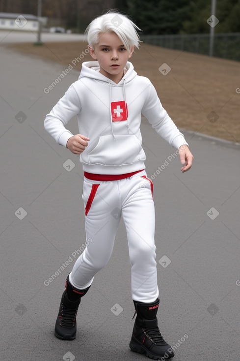 Swiss child boy with  white hair