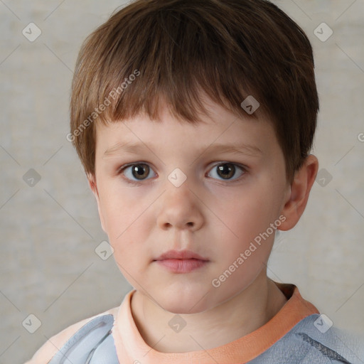 Neutral white child male with short  brown hair and brown eyes