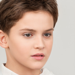 Neutral white child female with short  brown hair and brown eyes