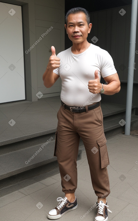 Indonesian middle-aged male with  brown hair