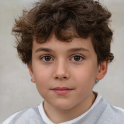 Neutral white child male with short  brown hair and brown eyes