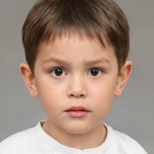 Neutral white child male with short  brown hair and brown eyes