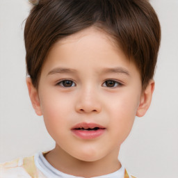 Neutral white child male with short  brown hair and brown eyes