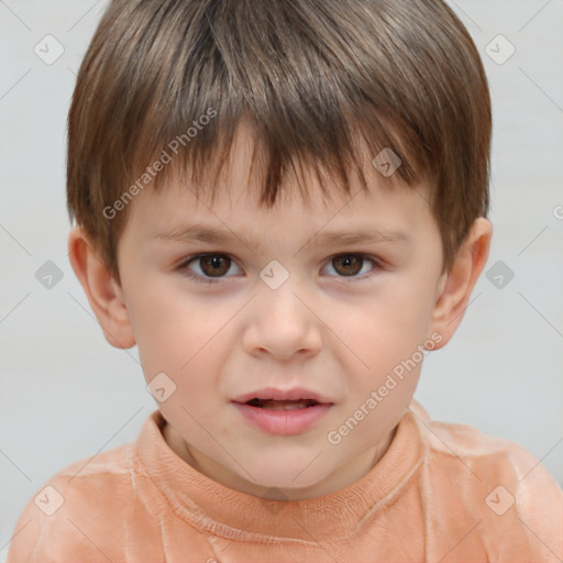 Neutral white child male with short  brown hair and brown eyes