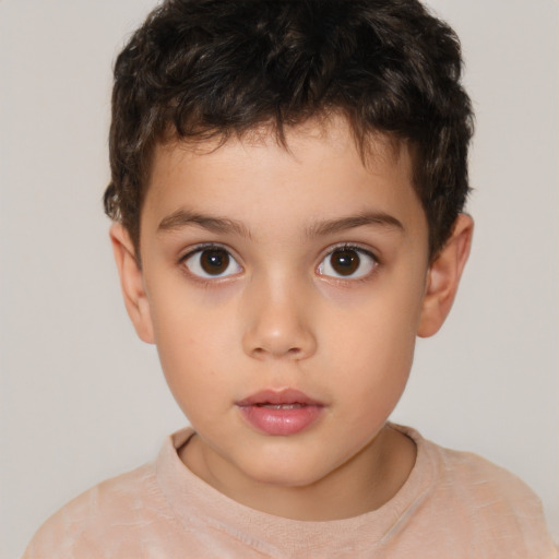 Neutral white child male with short  brown hair and brown eyes