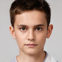 Neutral white child male with short  brown hair and brown eyes