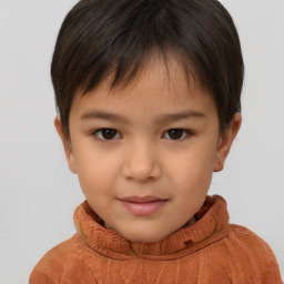 Neutral white child female with short  brown hair and brown eyes