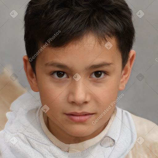 Neutral white child male with short  brown hair and brown eyes