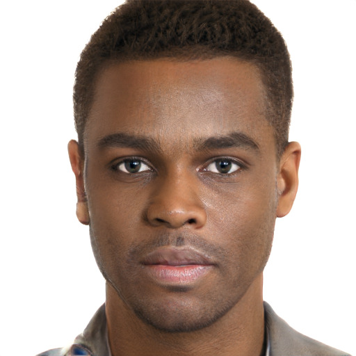 Neutral black young-adult male with short  brown hair and brown eyes