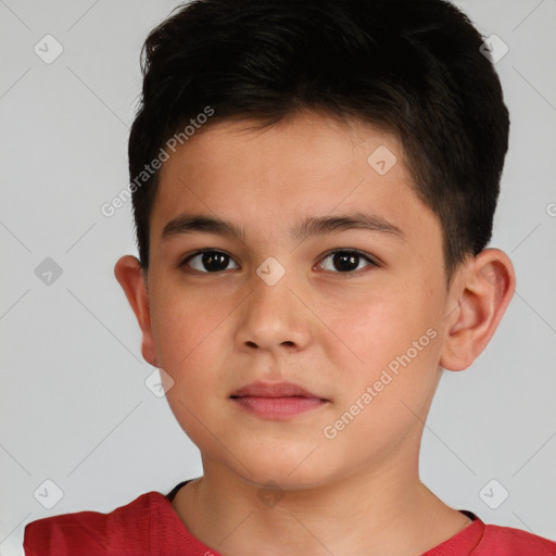 Neutral white child male with short  brown hair and brown eyes