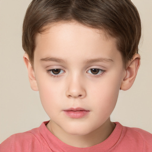 Neutral white child male with short  brown hair and brown eyes