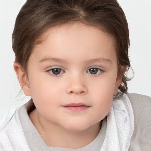 Neutral white child female with medium  brown hair and brown eyes