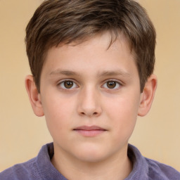 Neutral white child male with short  brown hair and brown eyes