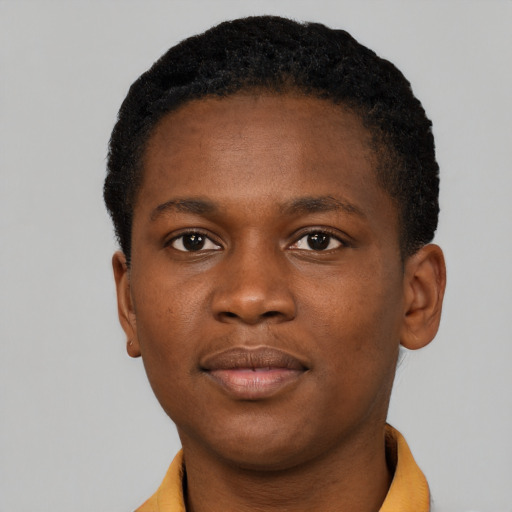 Neutral black young-adult male with short  brown hair and brown eyes