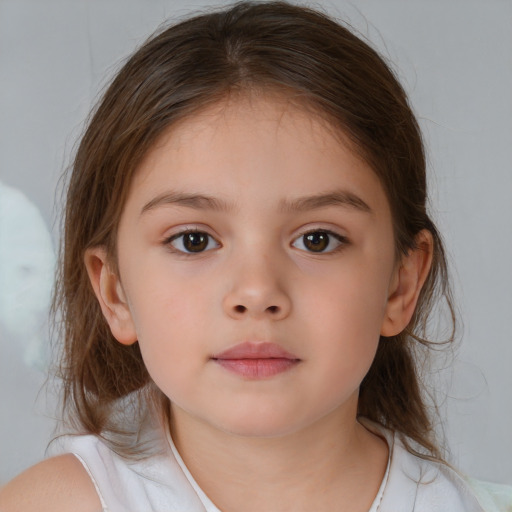 Neutral white child female with medium  brown hair and brown eyes