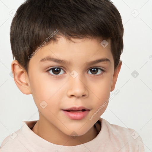 Neutral white child male with short  brown hair and brown eyes