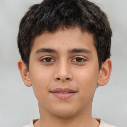 Neutral asian child male with short  brown hair and brown eyes