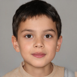 Neutral white child male with short  brown hair and brown eyes