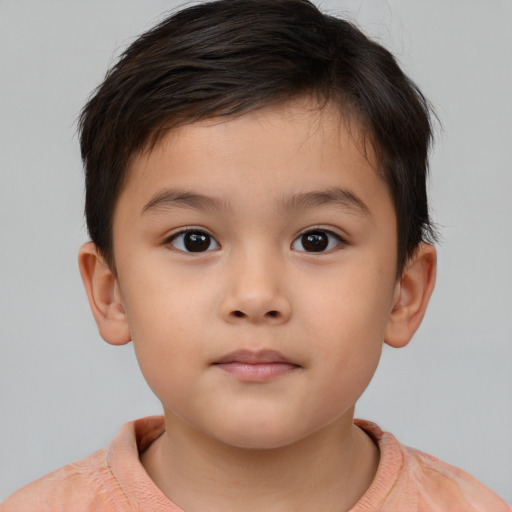 Neutral white child male with short  brown hair and brown eyes