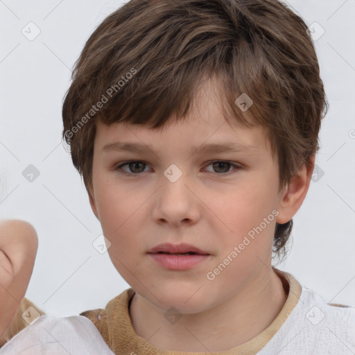 Neutral white child female with short  brown hair and brown eyes