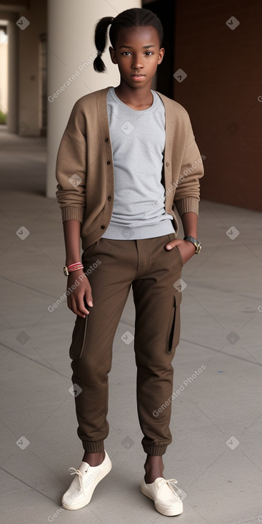 African teenager boy with  brown hair