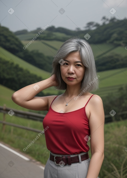 Singaporean adult female with  gray hair