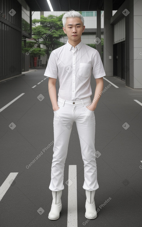 Taiwanese young adult male with  white hair